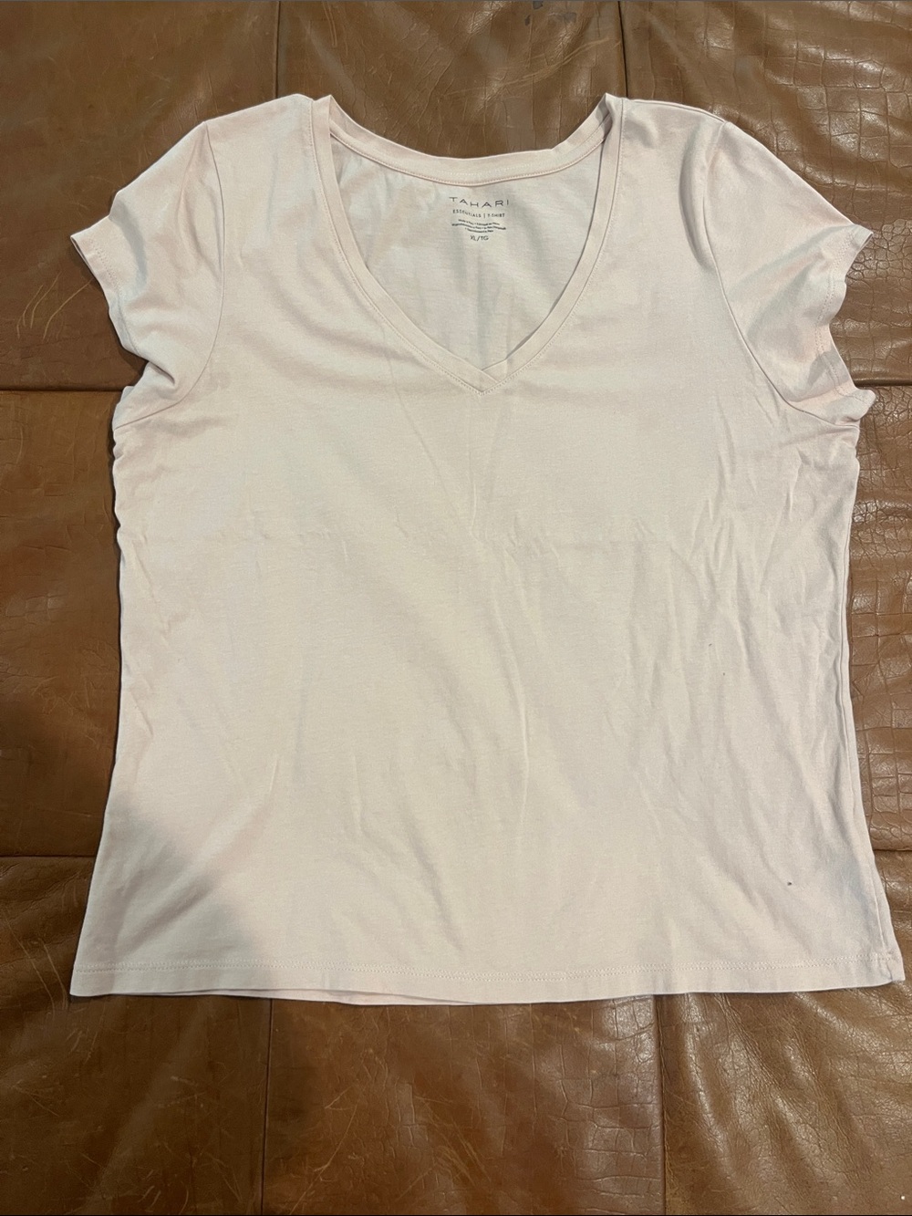 Tahari Women's Short-Sleeve V-Neck Tee in Pale Pink